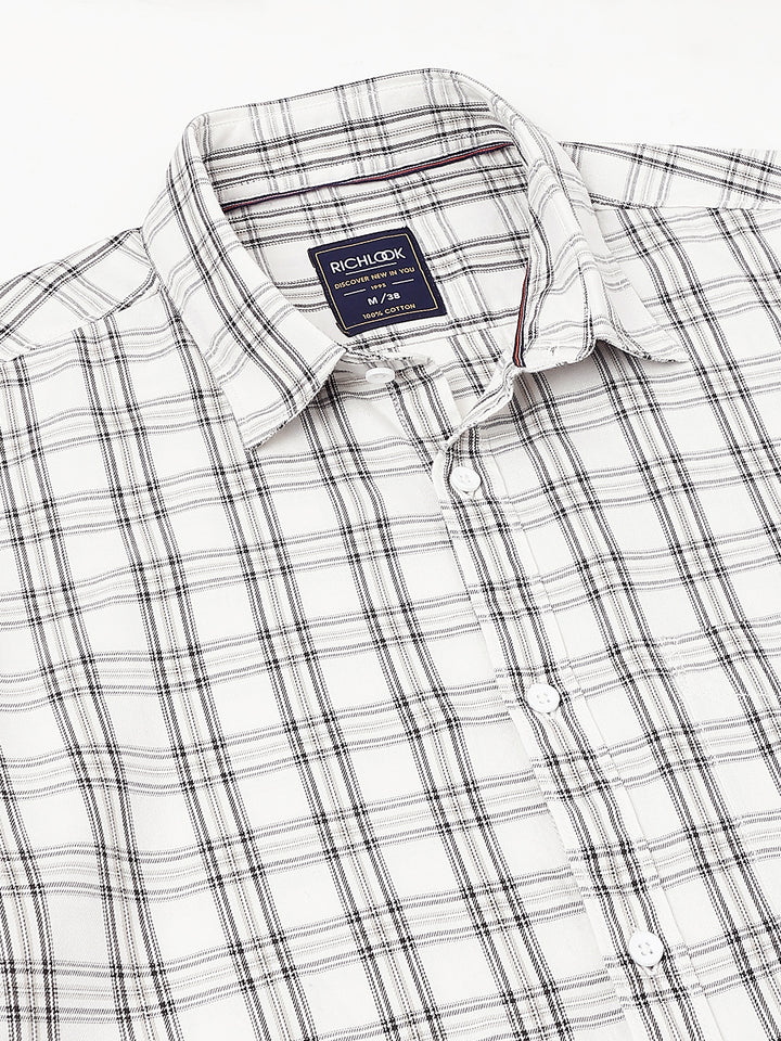 Men Off-White Check Casual Shirt Clean Look Ultimate Comfort