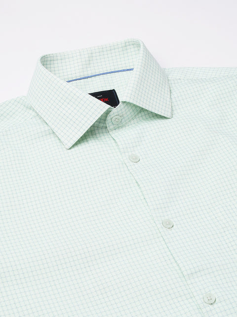 Men Light Green Regular Fit Checkered Formal Shirt