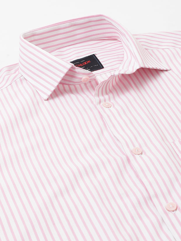 Men Pink Regular Fit Striped Formal Shirt