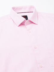 Men Pink Regular Fit Solid Formal Shirt