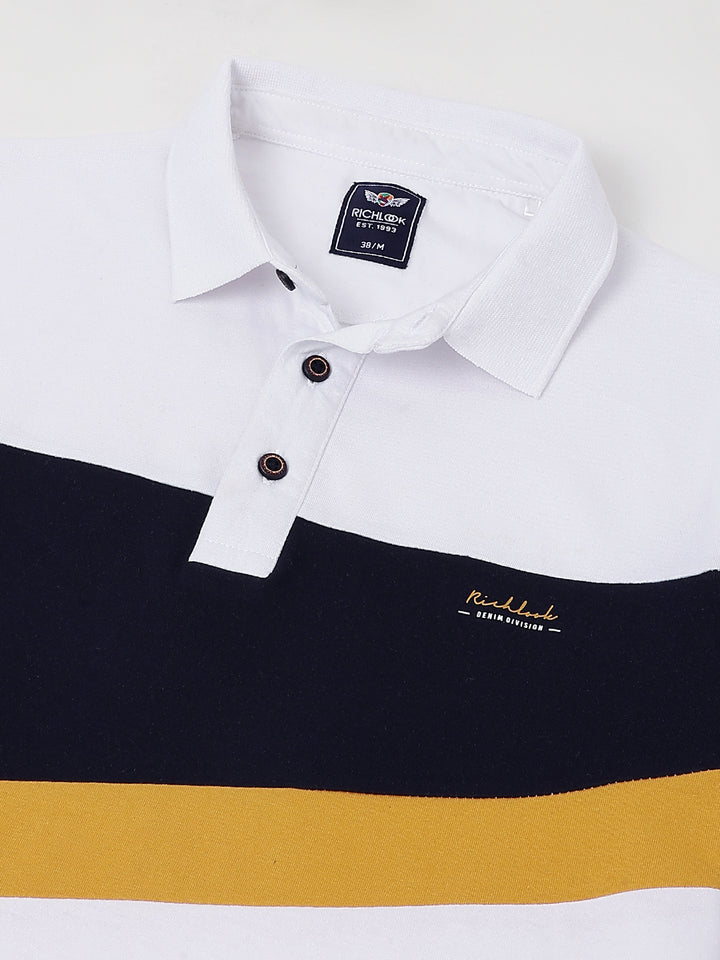 Men White Regular Fit Polo Neck t-shirt