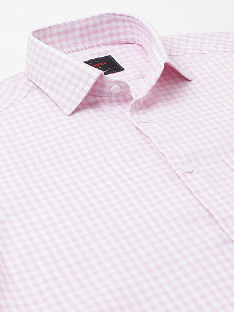 Men Pink Regular Fit Checkered Formal Shirt