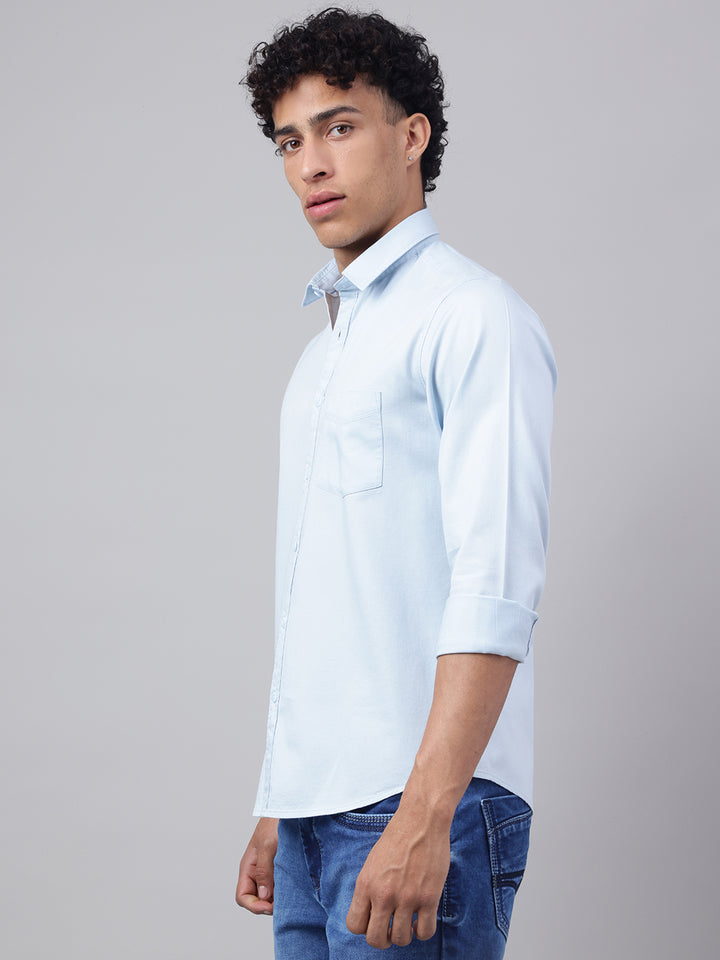 Men Powder Blue Casual Shirt Light Fresh and Stylish