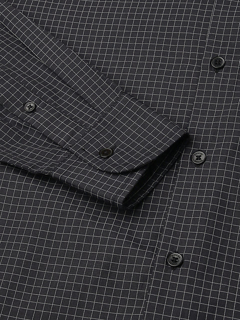 Men Black Regular Fit Checkered Formal Shirt