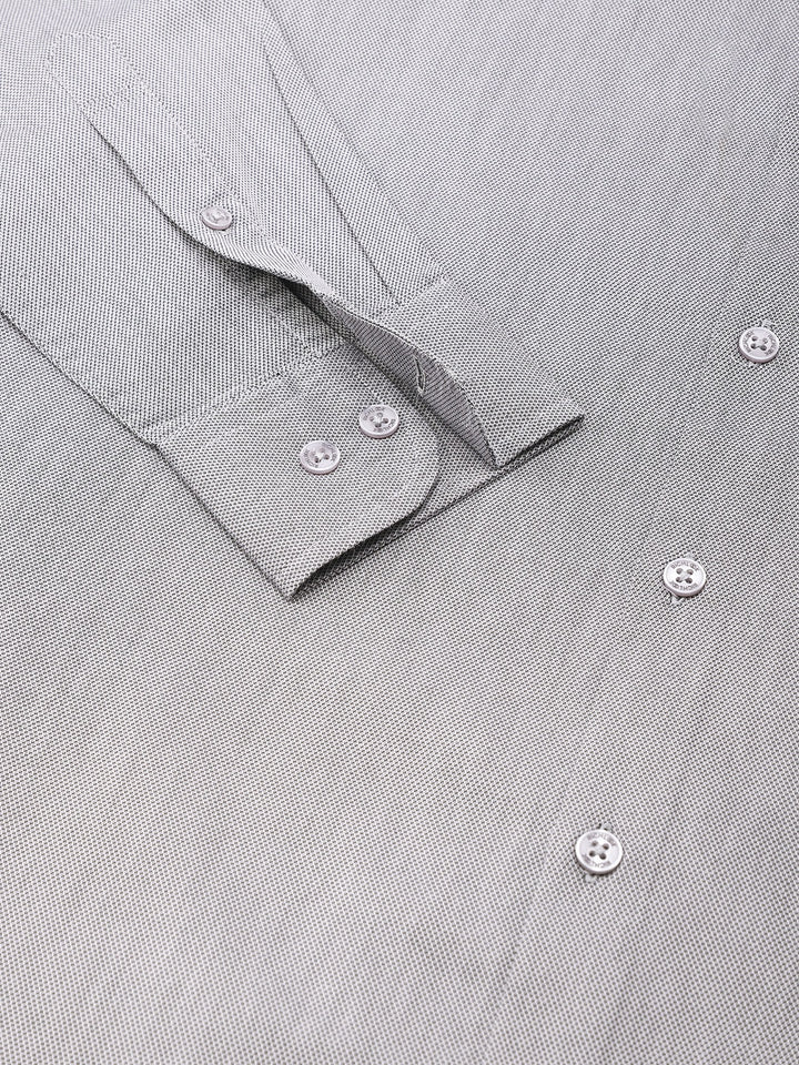 Men Grey Regular Fit Solid Formal Shirt