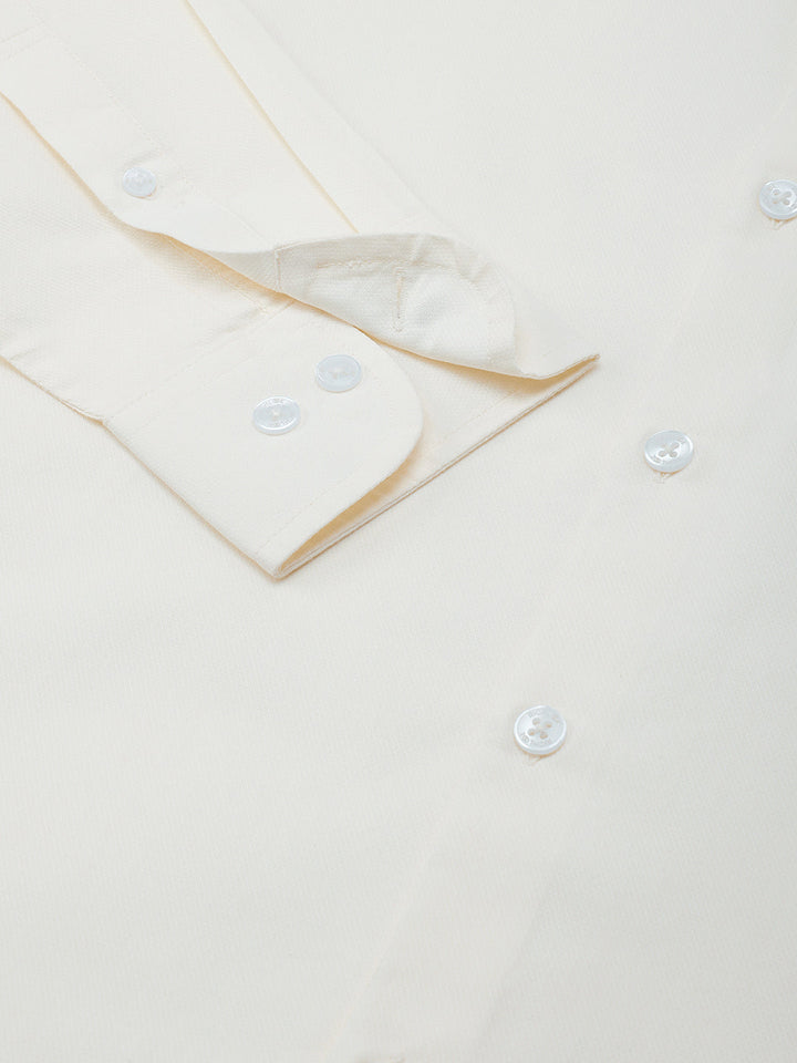 Men Cream Regular Fit Solid Formal Shirt