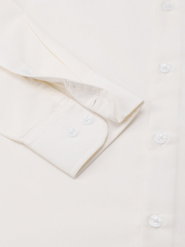 Men Cream Full Sleeve Formal Shirt