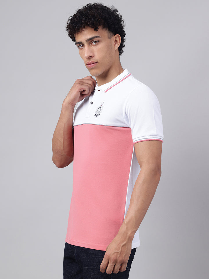 Men Pink Regular Fit Polo Neck t-shirt