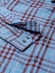 Men Blue Standard Fit Checkered Casual Shirt