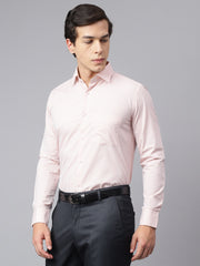 Men Light Peach Regular Fit Checkered Formal Shirt