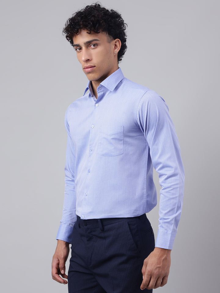 Men Blue Regular Fit Solid Formal Shirt