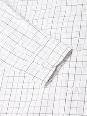 Men White Regular Fit Checkered Formal Shirt