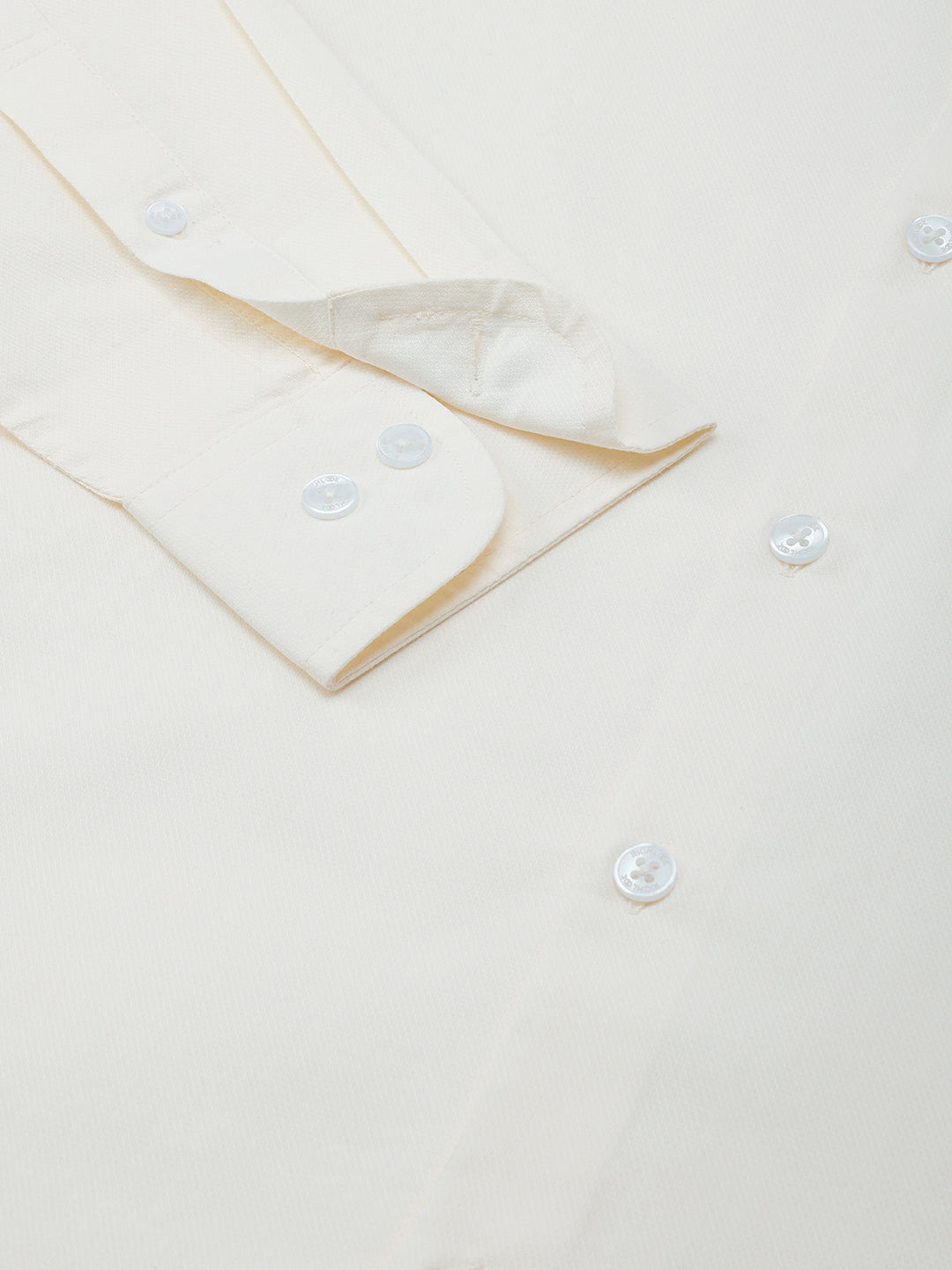 Men Cream Regular Fit Solid Formal Shirt