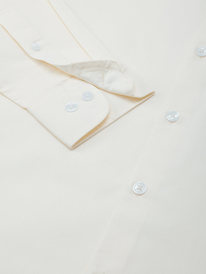 Men Cream Regular Fit Solid Formal Shirt
