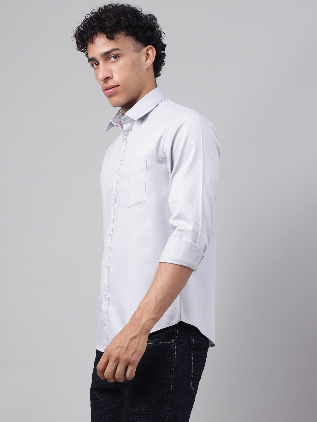 Men Steel Grey Casual Shirt Sleek Style Everyday Comfort
