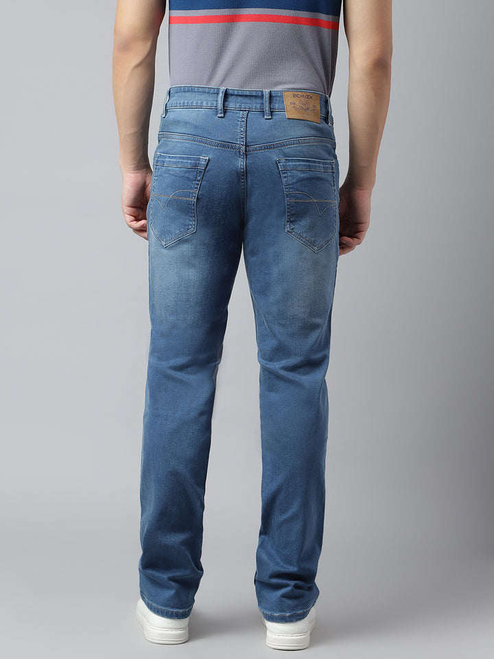 Men Ice Blue Slim Fit Mid Rise Clean Look Stretchable Jeans