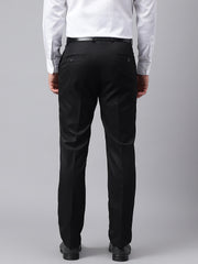 Men Black Smart Fit Mid Rise Formal Trouser