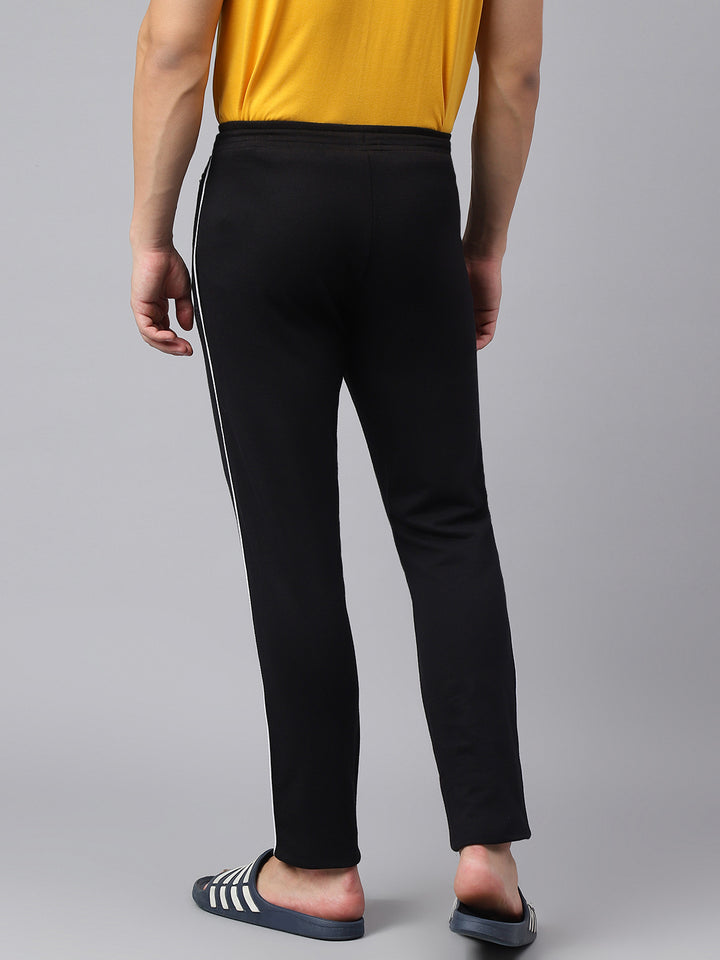 Men Black Slim Fit Mid Rise Solid Lower