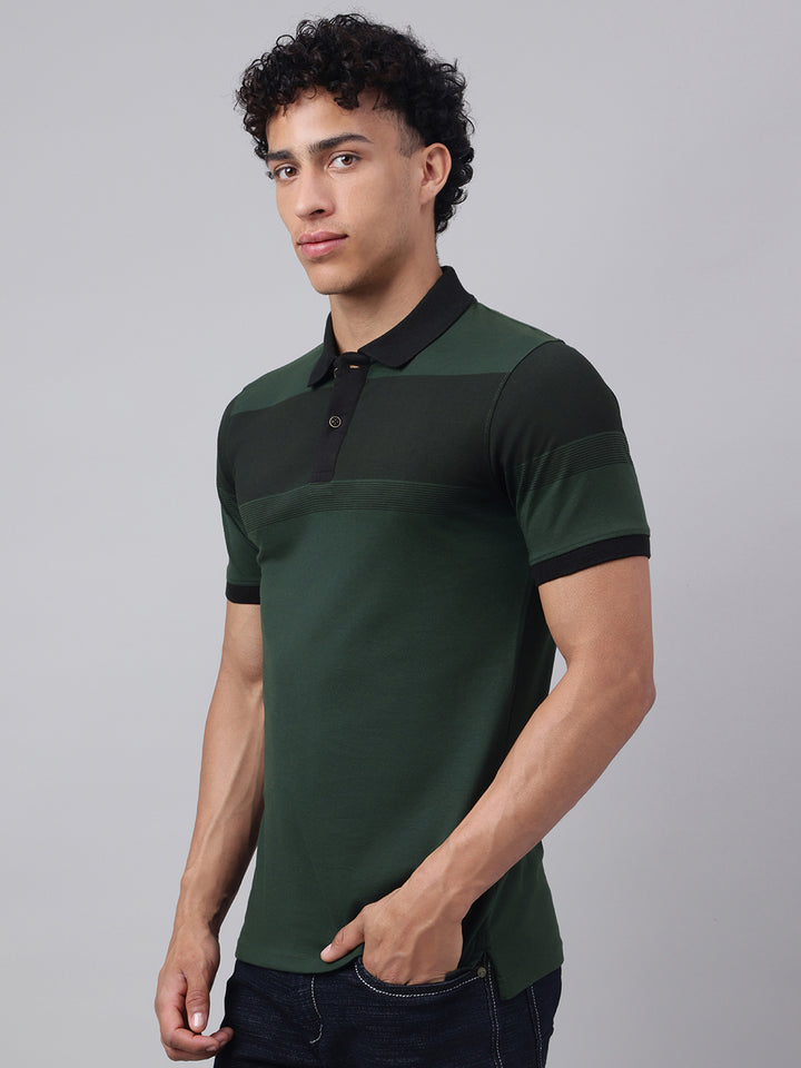 Men Green Regular Fit Polo Neck t-shirt