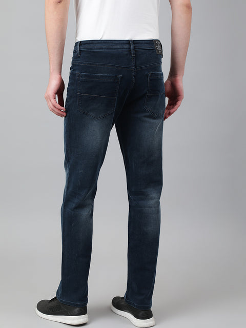 Men Dark Blue Slim Fit Mid Rise Clean Look Strechable Jeans