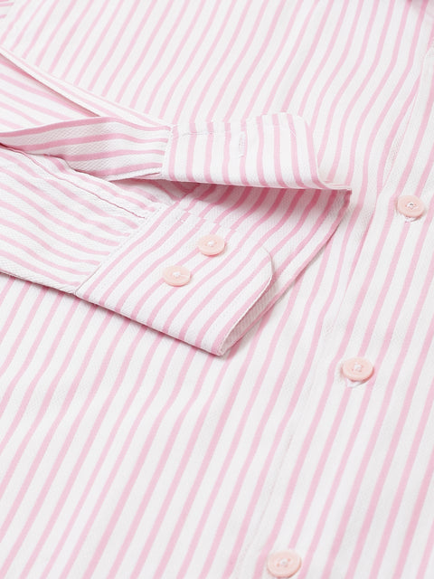 Men Pink Regular Fit Striped Formal Shirt