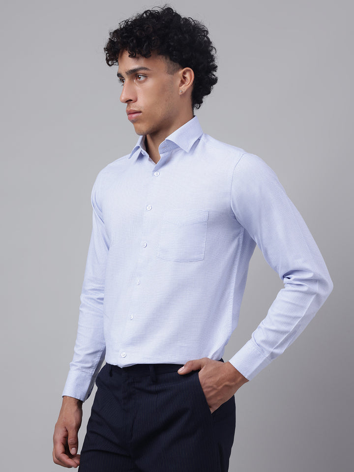 Men White Sky Full Sleeve Formal Shirt