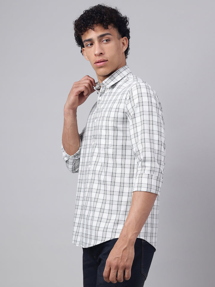 Men Off-White Check Casual Shirt Clean Look Ultimate Comfort