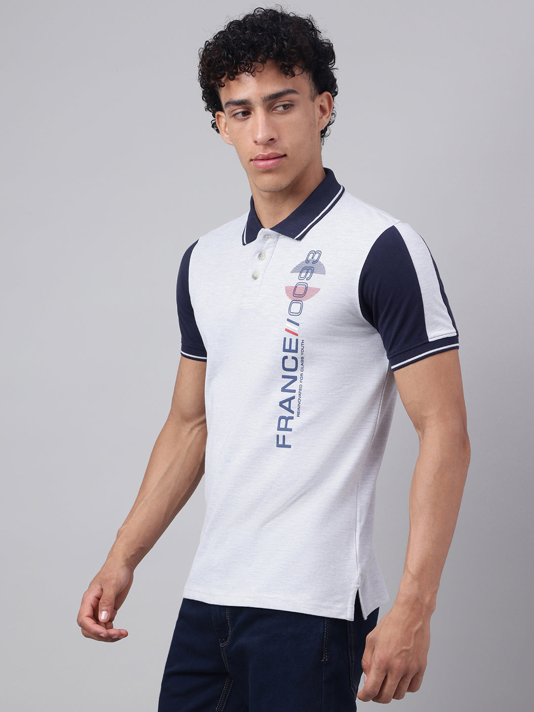 Men Ecru Regular Fit Polo Neck t-shirt