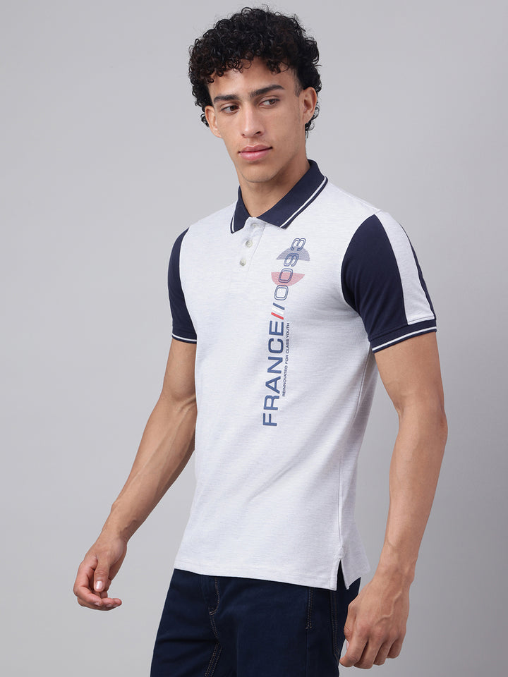 Men Ecru Regular Fit Polo Neck t-shirt
