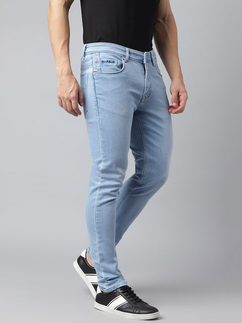 Men Ice Blue Slim Fit Mid Rise Clean Look Strechable Jeans