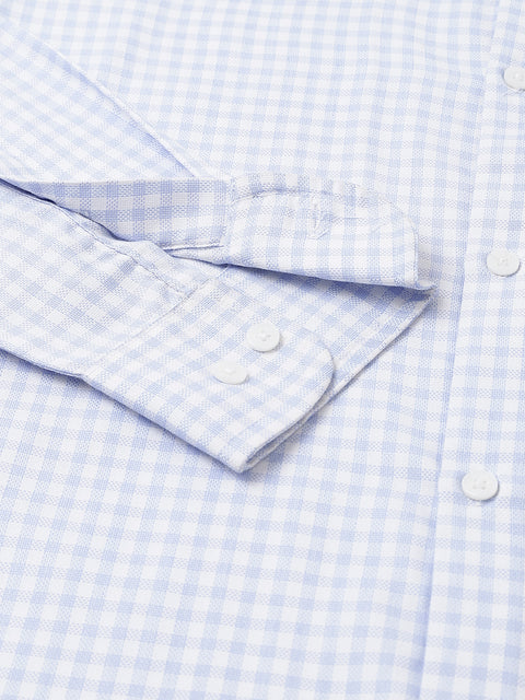 Men Sky Regular Fit Checkered Formal Shirt