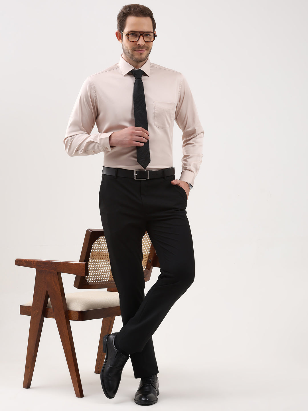 Men Solid Cotton Lycra Formal Shirt