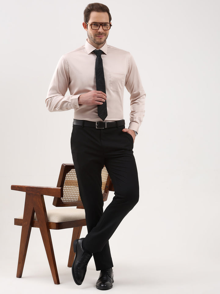 Men Solid Cotton Lycra Formal Shirt
