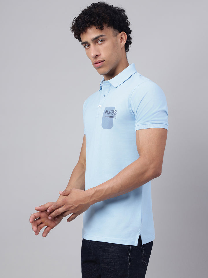 Men Sky Regular Fit Polo Neck t-shirt