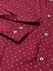 Men Wine Standard Fit Printed Club Wear Shirt