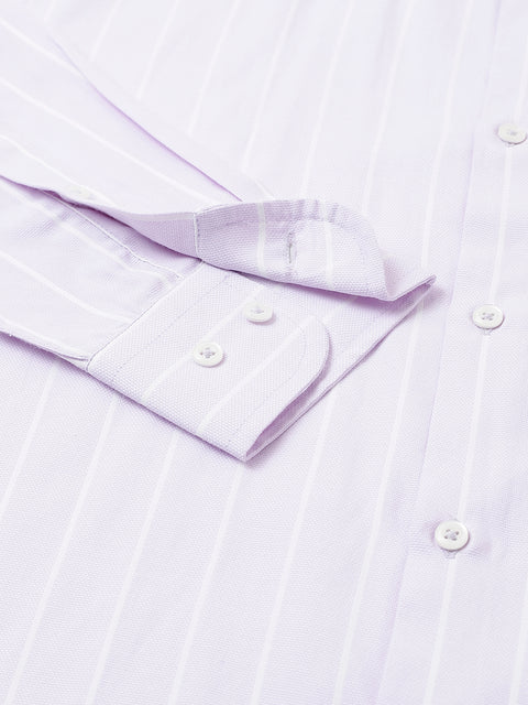 Men Lilac Regular Fit Striped Formal Shirt
