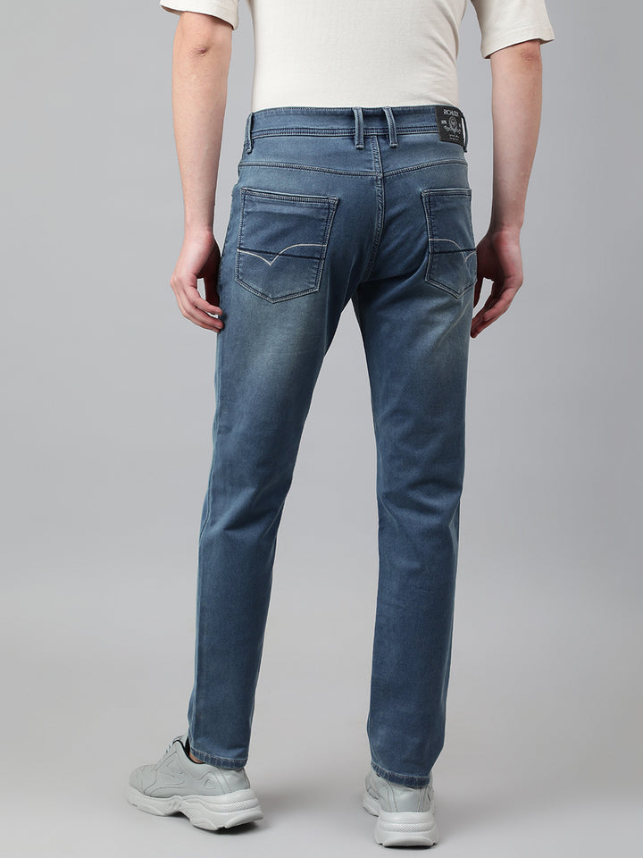 Men Light Blue Slim Fit Mid Rise Clean Look Stretchable Jeans