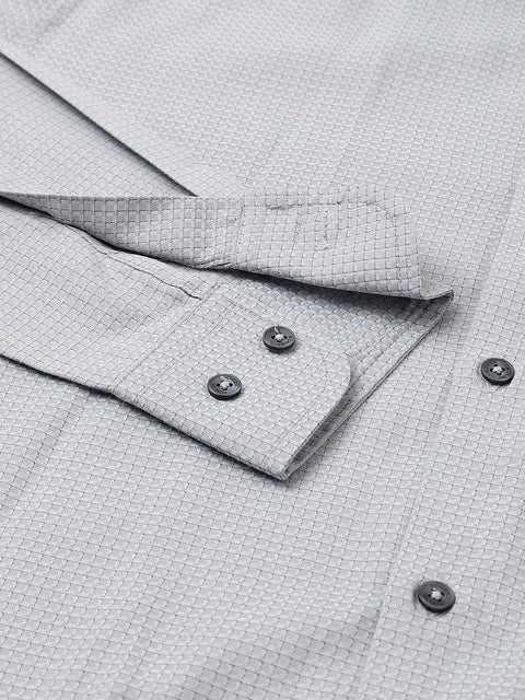 Men Grey Regular Fit Checkered Formal Shirt