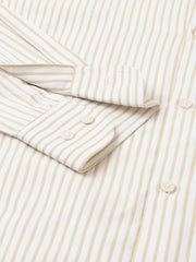 Men Beige Regular Fit Striped Formal Shirt