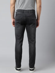 Men Smoke Grey Slim Fit Mid Rise Clean Look Strechable Jeans