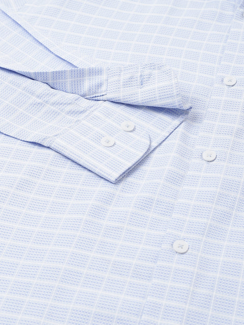 Men Sky Regular Fit Checkered Formal Shirt