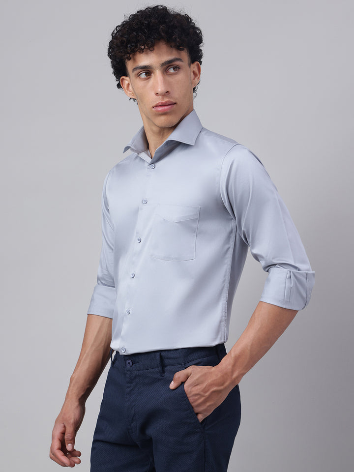 Men Grey Club Wear Shirt Sleek Shine Party Perfect