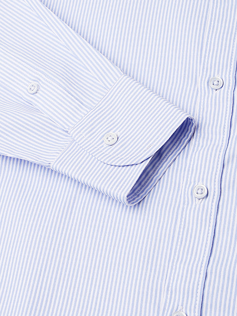 Men White Regular Fit Lining Formal Shirt