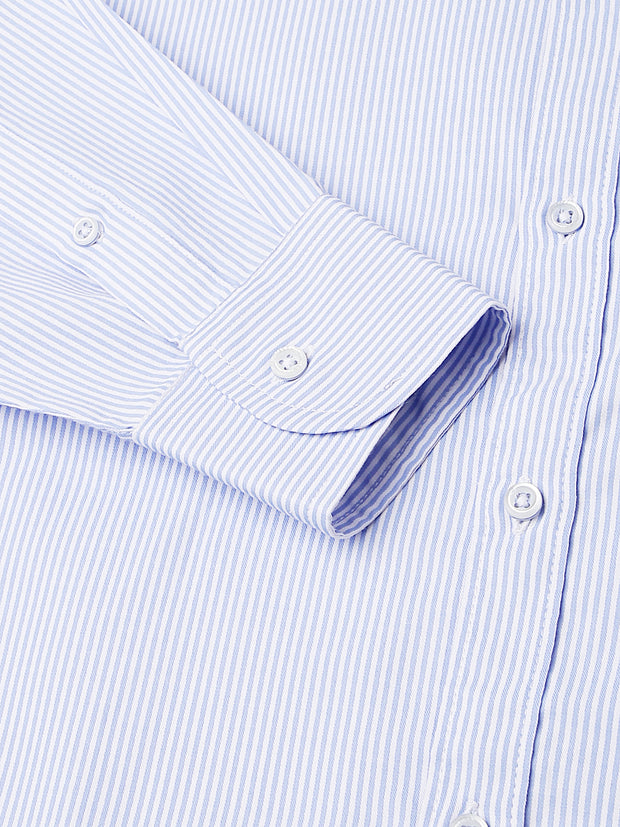 Men White Regular Fit Lining Formal Shirt