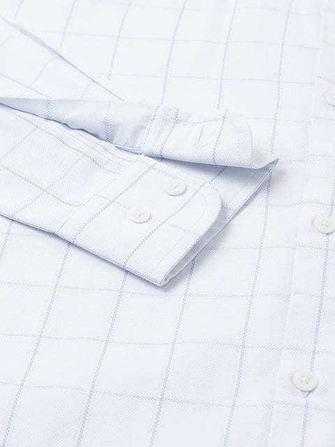 Men Sky Regular Fit Checkered Formal Shirt