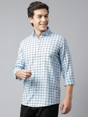 Men Sky Standard Fit Checkered Casual Shirt