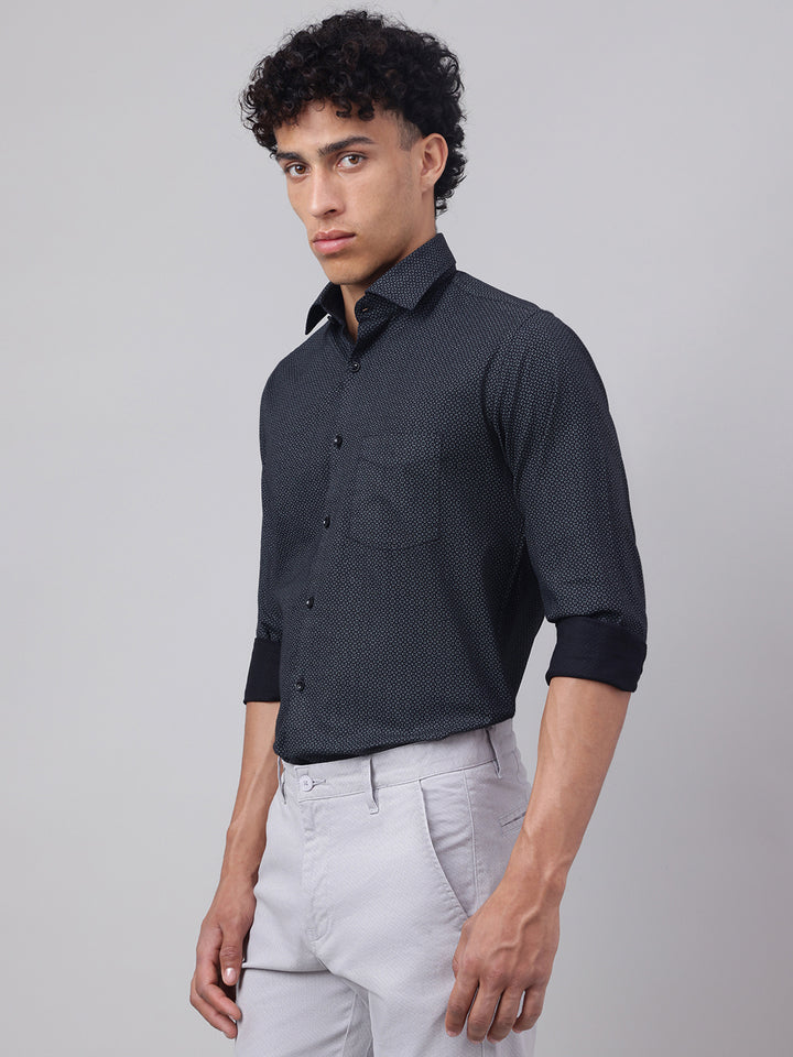 Men Black Grey Club Wear Shirt Shine Bright Stay Stylish