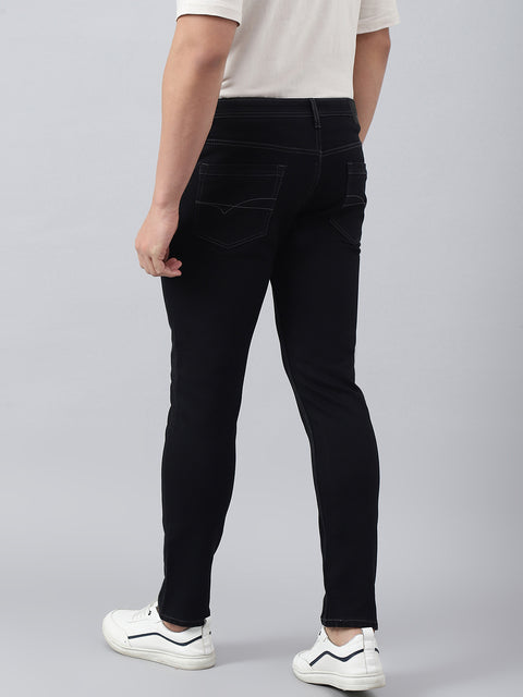 Men Black Slim Fit Mid Rise Clean Look Strechable Jeans