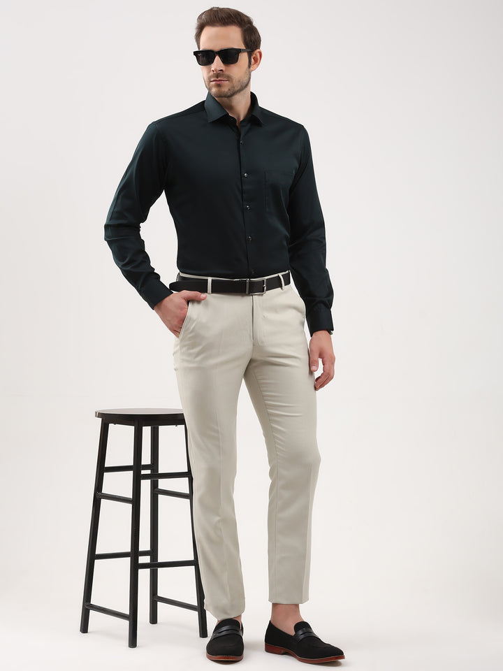 Men Solid Cotton Lycra Formal Shirt