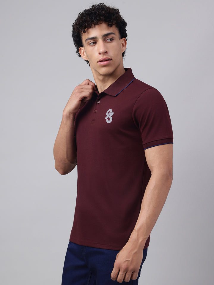Men Wine Regular Fit Polo Neck t-shirt
